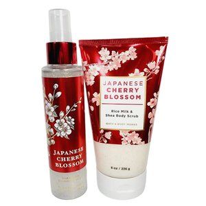 JAPANESE CHERRY BLOSSOM Bath & Body Works Diamond Shimmer Mist Rice Milk Scrub